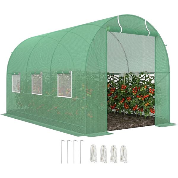 OUTSUNNY 11.5' X 6.6' X 6.6' WALK-IN TUNNEL GREENHOUSE W/ROLLUP DOOR & WINDOWS *IN BOX*