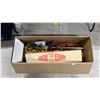 Image 1 : BOX OF ASSORTED EXTENSION CORDS, EARTH WISE HEDGE TRIMMER & BOX OF ARROWS