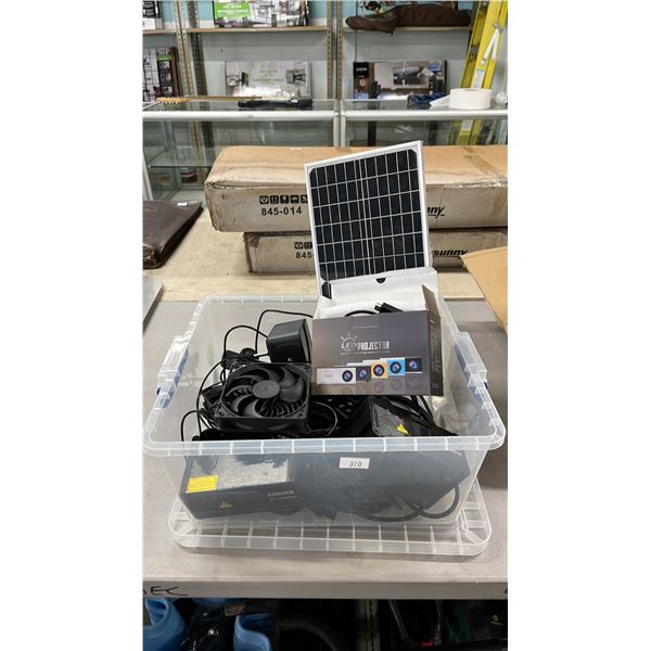 TOTE OF SUMGER DM-400 PARTY LIGHTS, SOLAR PANEL, SOLAR PANEL EXHAUST FANS & MORE