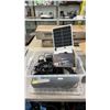 Image 1 : TOTE OF SUMGER DM-400 PARTY LIGHTS, SOLAR PANEL, SOLAR PANEL EXHAUST FANS & MORE