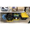 Image 1 : EMPTY TOTE, STACKING PLANT POTS & 2 TOTES W/CONTENTS: SPRINKLERS, INFLATABLE POOL, YARD CARE & MORE
