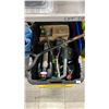 Image 3 : EMPTY TOTE, STACKING PLANT POTS & 2 TOTES W/CONTENTS: SPRINKLERS, INFLATABLE POOL, YARD CARE & MORE