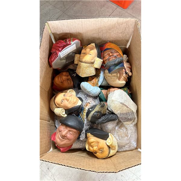 BOX OF ASSORTED VINTAGE BOSUN CHALKWARE HEADS