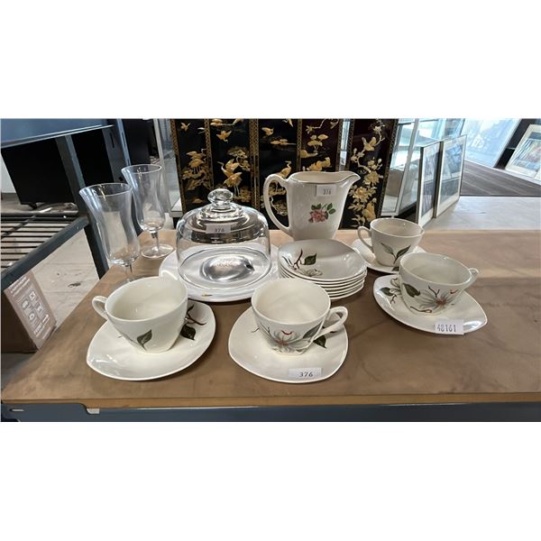 SHELF OF ASSORTED VINTAGE CHINA, LORD NELSON WARE PITCHER, MIDWINTER MODERN CHINA & MORE