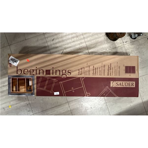 SAUDER BEGINNINGS 3-SHELF BOOKCASE: OREGON OAK FINISH *IN BOX*