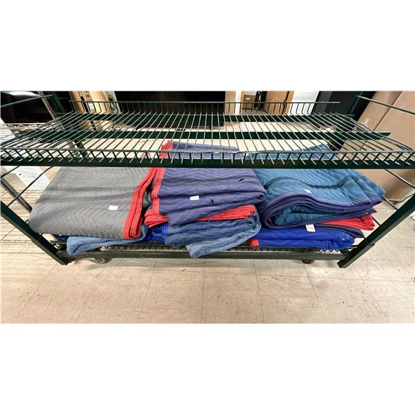 SHELF OF ASSORTED MOVING BLANKETS