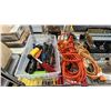 Image 2 : SHELF OF ASSORTED TOOLS: BENCH VICES, POCKET HOLE JIG KIT, SCREW DRIVERS, EXTENSION CORDS & MORE