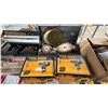 Image 4 : SHELF OF ASSORTED TOOLS: BENCH VICES, POCKET HOLE JIG KIT, SCREW DRIVERS, EXTENSION CORDS & MORE