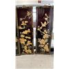 Image 2 : (5) VINTAGE 36" X 12" ASIAN LACQUERED PANELS