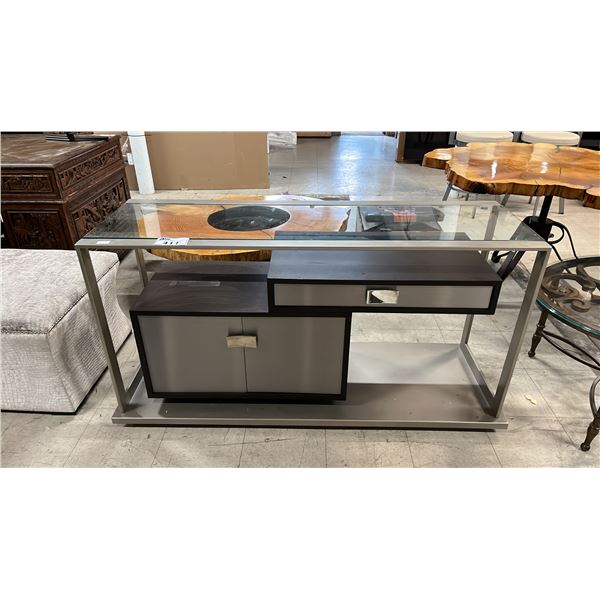 CONTEMPORARY METAL & GLASS CONSOLE TABLE