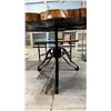 Image 2 : BURL WOOD TABLE ON AN ADJUSTABLE HEIGHT METAL BASE: ***TOP IS NOT SECURED TO THE BASE***