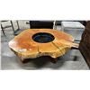 Image 1 : BURL WOOD COFFEE TABLE WITH RECESSED CENTER FOR A PROPANE FIRE PIT