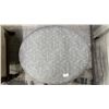 Image 2 : FABRIC UPHOLSTERED OVAL FOOTSTOOL WITH WOOD LEGS