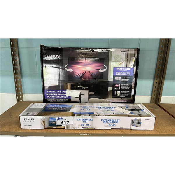 SANUS ACCENTS EXTENDIBLE TILT TV WALL MOUNT & SANUS ELITE SWIVEL TV STAND