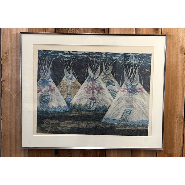 FRAMED LIMITED EDITION HELEN MACKIE "NIGHT TIPIS" PRINT