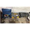 Image 1 : 3 ASSORTED TOOLBOXES WITH TOOL CONTENTS INCLUDING; PALM SANDER, BENCH VISE, WRENCHES & MORE