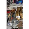Image 3 : SHELF OF ASSORTED ITEMS INCLUDING; FLARES, ICE CLIMBER BOOT SPIKES, HAND TOOLS & MORE