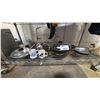 Image 1 : SHELF OF ASSORTED ITEMS INCLUDING; CAST IRON PANS, KETTLE, CAMPING PAN & MORE