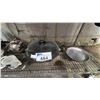 Image 3 : SHELF OF ASSORTED ITEMS INCLUDING; CAST IRON PANS, KETTLE, CAMPING PAN & MORE