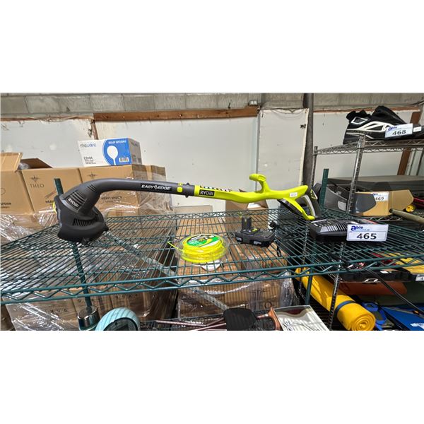 *TESTED WORKING* RYOBI EASY EDGE CORDLESS TRIMMER WITH BATTERY, CHARGER & SPOOL OF RINO-TUFF HEAVY