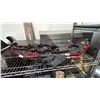 Image 3 : SHELF OF ASSORTED ITEMS INCLUDING; PAIR OF POWDER WINGS SNOW SHOES, BIKE PUMP & BOX OF ASSORTED BIKE