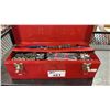 Image 2 : METAL TOOLBOX WITH ASSORTED CONTENTS INCLUDING; SOCKET BITS, WRENCHES, CLAMPS & MORE