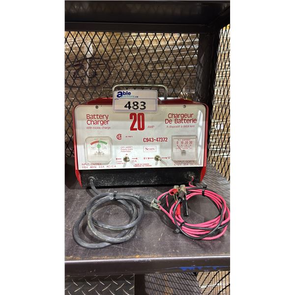 SEARS 20 AMP BATTERY CHARGER WITH TRICKLE CHARGE