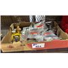 Image 1 : BOX OF ASSORTED ITEMS INCLUDING; AIR TOOLS, AIR GAUGES, 4-PC CHISEL SET & MORE