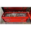 Image 2 : SEARS CRAFTSMAN METAL TOOLBOX WITH  ASSORTED CONTENTS INCLUDING; WRENCHES, SOCKET BITS, PLIERS &