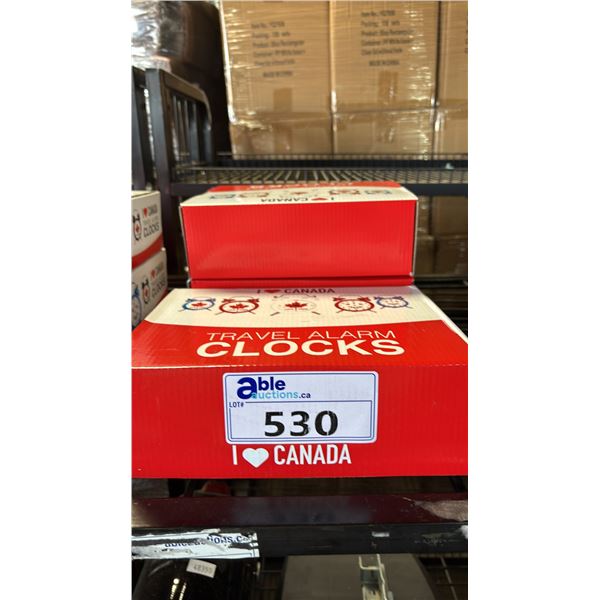 3 BOXES OF I LOVE CANADA TRAVEL ALARM CLOCKS