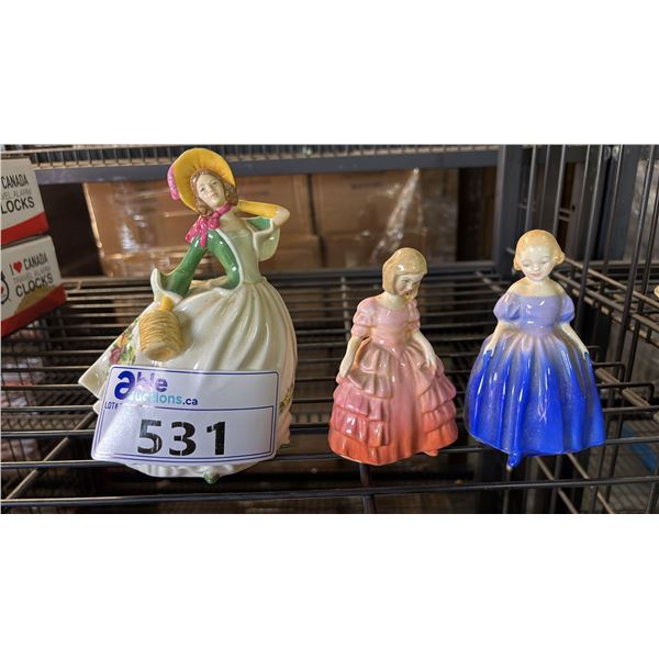 2 ASSORTED ROYAL DOULTON FIGURINES INCLUDING; ROSE & MARIE & 1 ROYAL ALBERT ROSE FIGURINE
