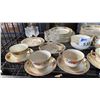 Image 2 : SHELF OF CORONAWARE DINNER SET, ASSORTED BONE CHINA & SMALL CRYSTAL GLASSES