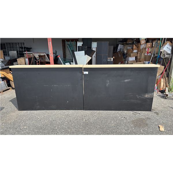 PAIR OF RECEPTION DESKS (SOME DAMAGE, SOME ATTACHED ELECTRICAL)