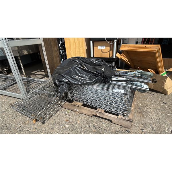 PALLET OF ASSORTED ULINE METRO STYLE RACKS & PARTS