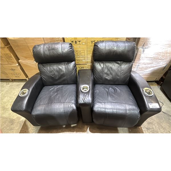 *TESTED WORKING* LEATHER ELECTRIC RECLINER THEATER SEATING WITH CUPHOLDERS & POWER CORDS (SOME