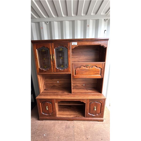 BUFFET & HUTCH WITH LEAD GLASS DOORS & INTERIOR LIGHTING 60" X 18" X 72"