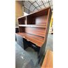 Image 2 : WOOD DESK WITH 2 DRAWERS 72" X 36" X 30" & HUTCH WITH ADDITIONAL PIECES