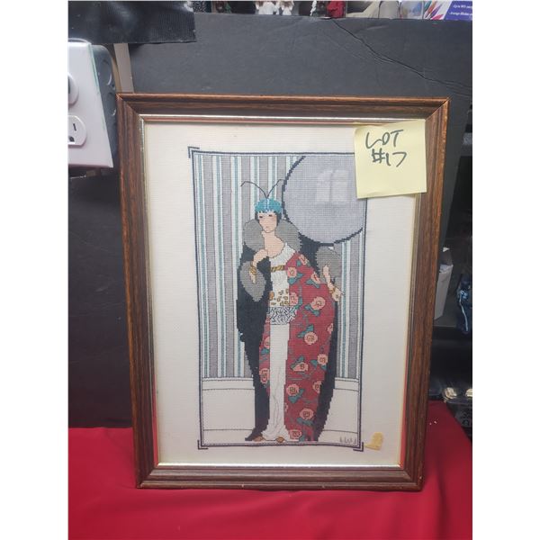 Handmade Cross Stitched Asian Portrait