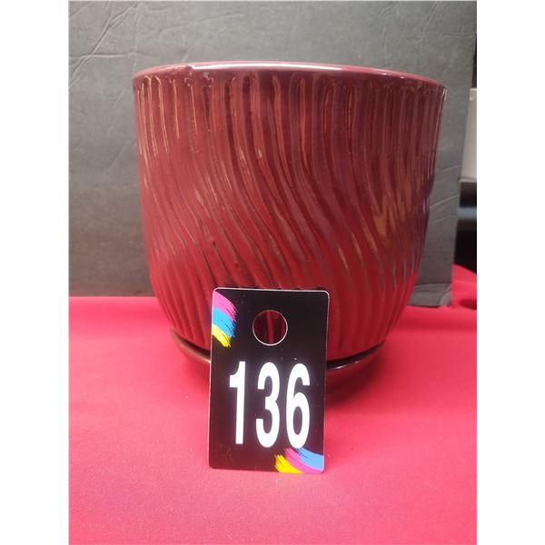 Red Swirl Flower Pot