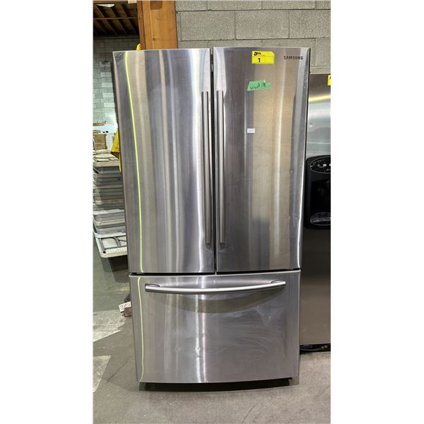 SAMSUNG STAINLESS STEEL 36" WIDE FRENCH DOOR FRIDGE WITH BOTTOM FREEZER DRAWER