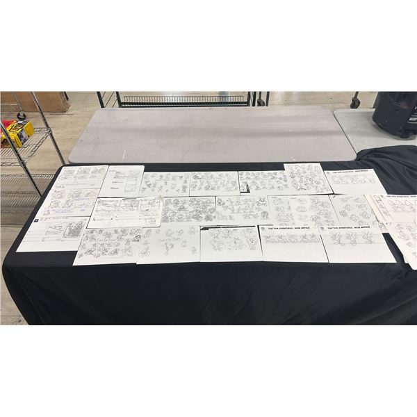 FILE FOLDER OF VINTAGE WARNERS ANIMATION SAMPLE STORY BOARDS & CHARACTER STUDIES