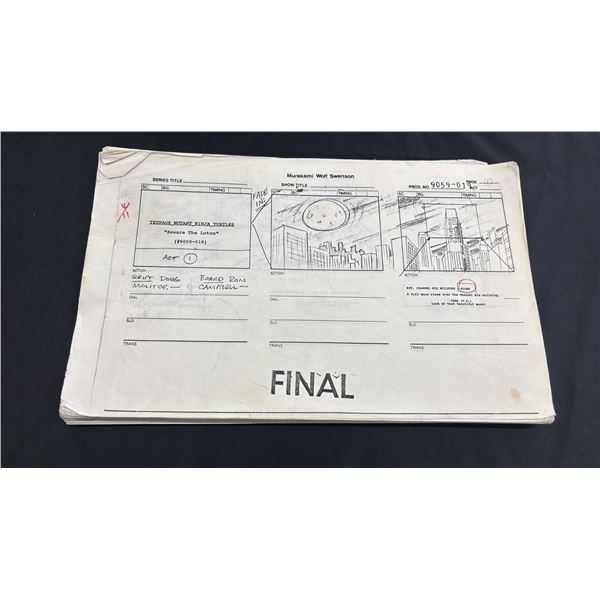 VINTAGE "TEENAGE MUTANT NINJA TURTLES" 1/2 HOUR EPISODE STORYBOARD SAMPLE