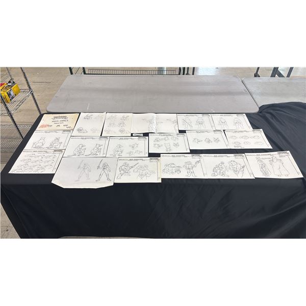 FOLDER OF ASSORTED VINTAGE "TEENAGE MUTANT NINJA TURTLES" CHARACTER MODEL STUDIES