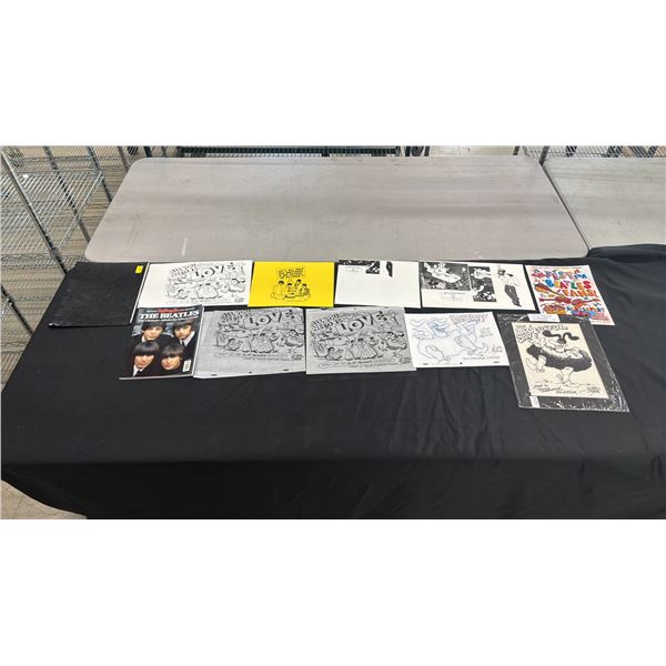 ASSORTED THE BEATLES COLLECTIBLES: YELLOW SUBMARINE ART PRINTS, CEL DRAWINGS, ROLLING STONE