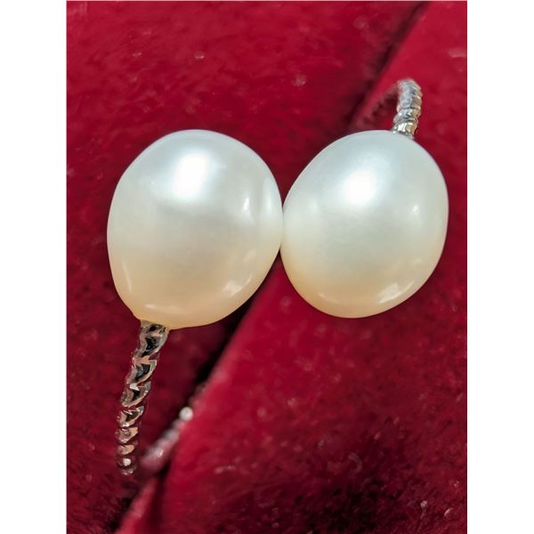 BASE METAL GENUINE FRESH WATER PEARL RING: ADJUSTABLE SIZE
