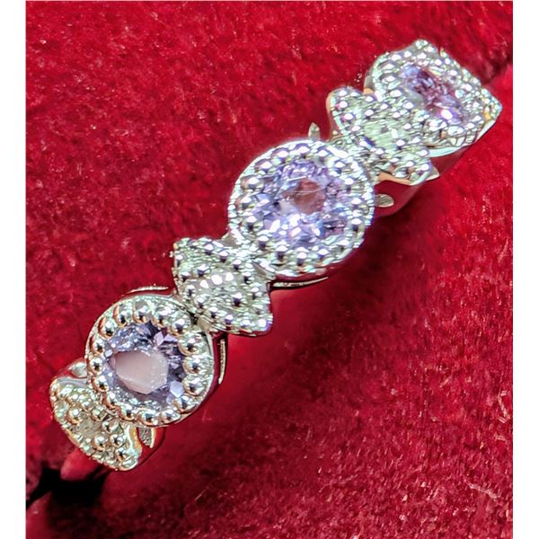 SILVER (2.24G), AMETHYST RING: SIZE 8