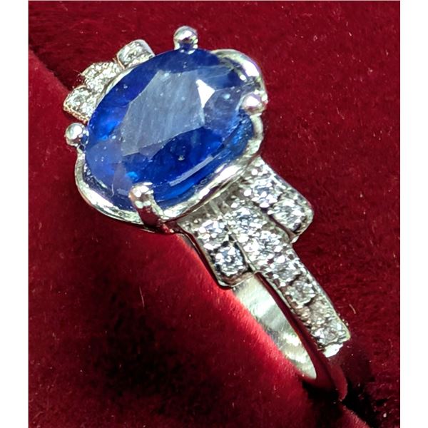 SILVER (3.29G), GENUINE SAPPHIRE (1.5CT) RING SUGGESTED RETAIL VALUE $240: SIZE  7