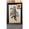 Image 2 : FRAMED FIRST NATIONS ART, SMALL PLASTIC TOTE WITH LID & (2) WOOD VASE STANDS