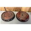 Image 3 : FRAMED FIRST NATIONS ART, SMALL PLASTIC TOTE WITH LID & (2) WOOD VASE STANDS