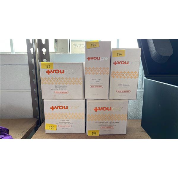(5) ASSORTED VOUPRE SKINCARE PRODUCTS *UNSEALED, PARTIALLY FILLED JARS/BOTTLES*